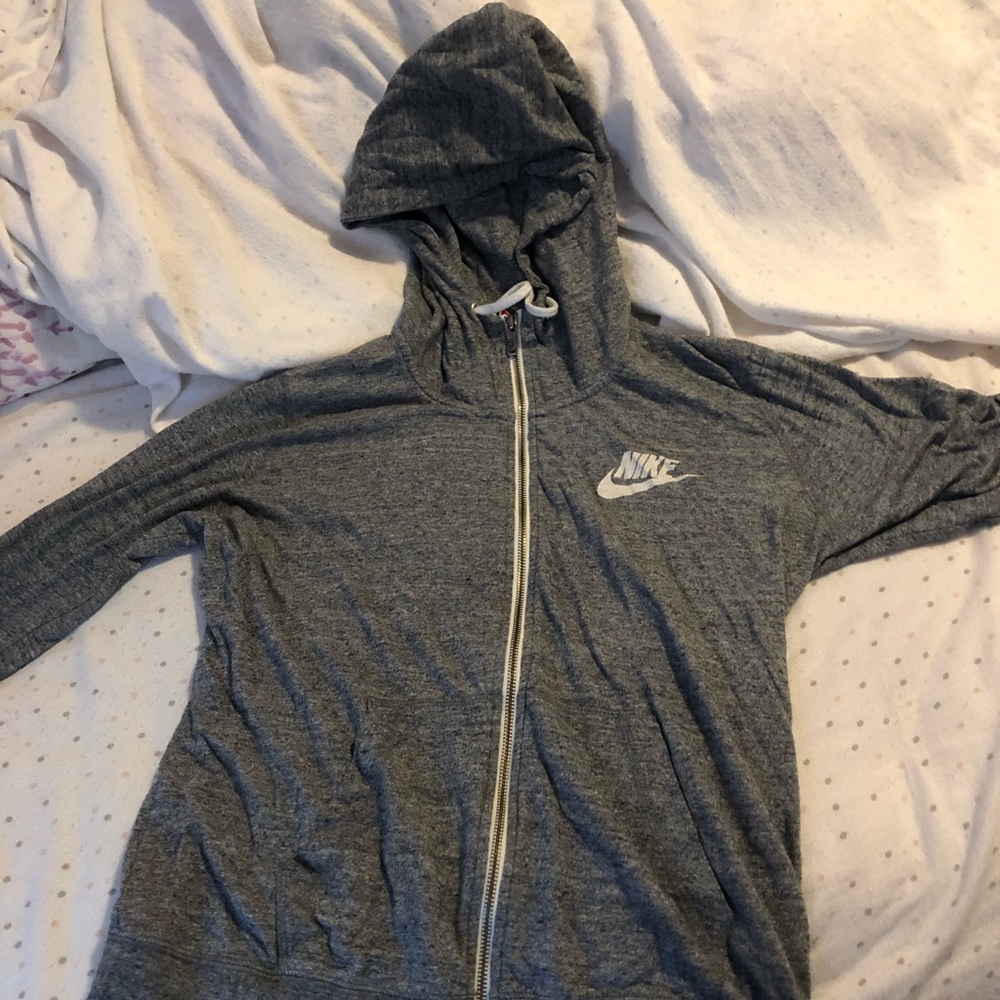 Grey Nike thin zip up sweater